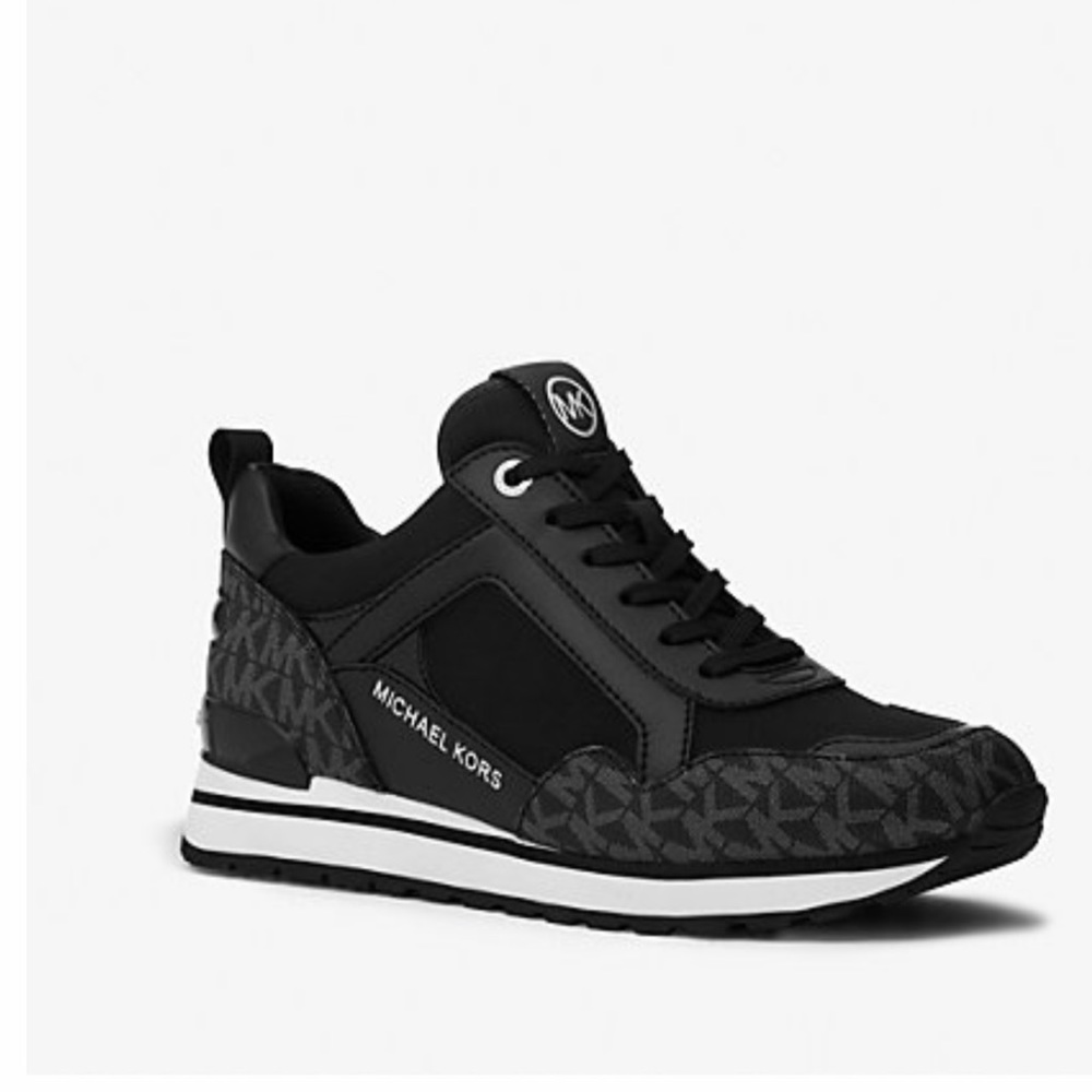 Michael Michael Kors Black/Silver Wilma Logo Trainer NEVER WORN